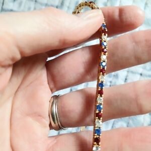 Joan Rivers Gold-Tone Bracelet with Red, Blue and Clear Stones